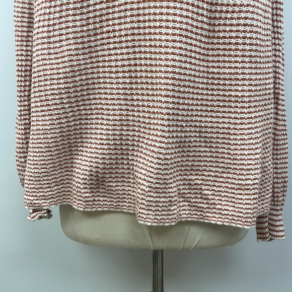 Ann Taylor LOFT Chunky Striped Knit V-Neck Oversized Sweater Orange Large - Picture 3 of 9